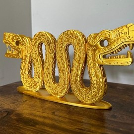 Handmade Aztec Double-headed Serpent Sculpture