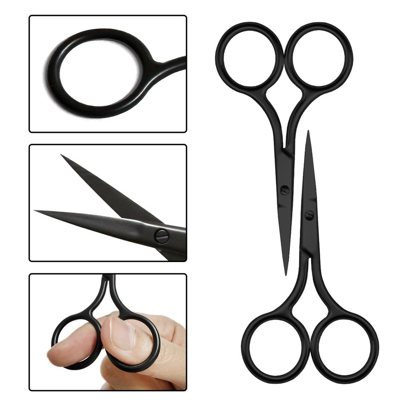 3 Pieces Black Pointed Scissors, Stainless Steel Scissors, Beauty Tools,