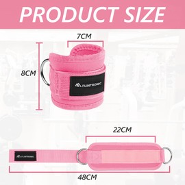 flintronic Foot Loops, Cable Pull with D-Rings, Foot Straps for Fitness Training, Foot Cuffs, Cable Pull for Men and Women, Leg Extenders, Ankle Straps for Fitness, Glutes, Pink