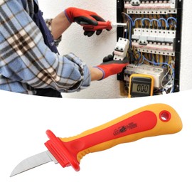 1000V Insulated Dismantling Knife with Guide Shoe, IEC 60900 Standard Wire Stripper Electrician Knife Fast Strip Cable Stripper Cutter Wire Stripping - Ideal for Electricians Use (B)