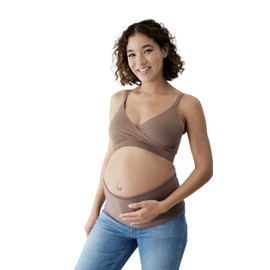 Ingrid & Isabel Pregnancy Support Belt, No-Show Maternity Belly & Back Support Band, Taupe, S/M