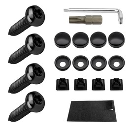 LKAHG Anti Theft Car License Plate Screws Kits, Rustproof Vehicle Tag Plate Mounting Hardware, M6 (1/4") Auto Tamper Proof Fastener Nut Caps Cover Set for Front Rear Frame Holder Mounting (Black)