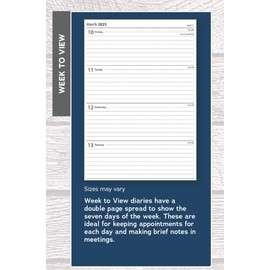 2025 Premium Hard Cover Desk Diary Week to View A5 Size Home Office Full Year Planner, Organizer With Ribbon Marker for Business, Office, Home, (Black)