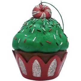 JILLSON & ROBERTS Green Peppermint Top Cupcake Christmas Tree Ornament
