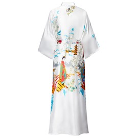 VintageClothing Women's Plus Size Satin Kimono Robes Long Floral Silky Loungewear Patterned Sleepwear Dressing Gown, 4X