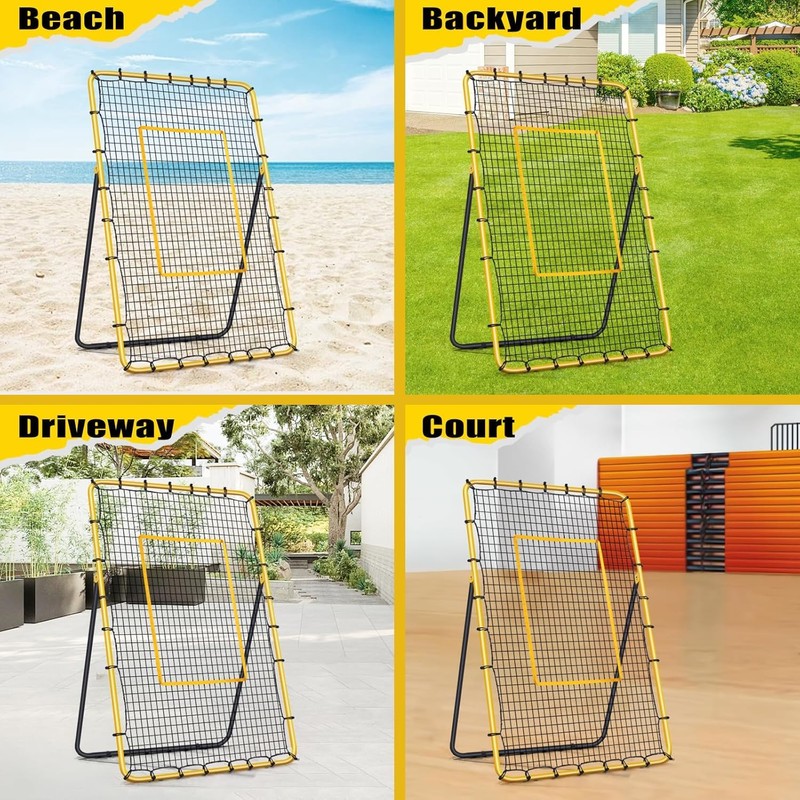 Volleyball Rebounder Net 7x4 ft -5 Angles Adjustable, Outdoor Portable