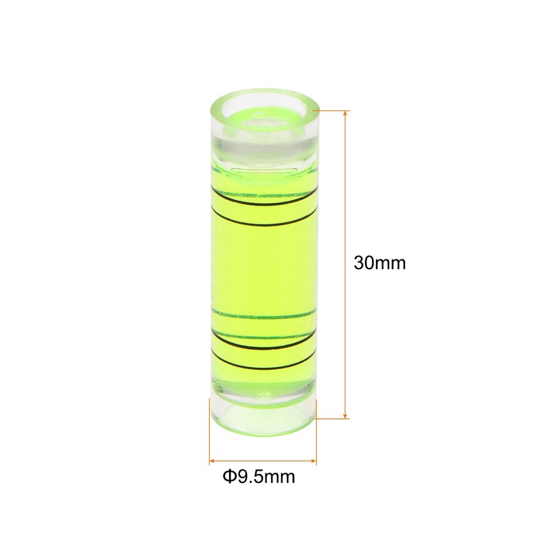 sourcing map 10pcs Small Cylindrical Bubble Level Vials 9.5x30mm PMMA