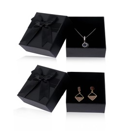 2 Pack Jewellery Gift Box 7.5x7.5x3.5cm Small Gift Boxes with Lids, Ring Earrings Necklace Gift Box(Black)