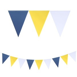 Mefuny 3 Pack Navy Blue Yellow White Flag Pennant Banner Bunting Garland for Graduation Wedding Birthday Baby Bridal Shower