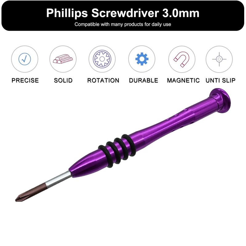 Precision Screwdriver Phillips #0 3mm, S2 Steel Head with Magnetism,
