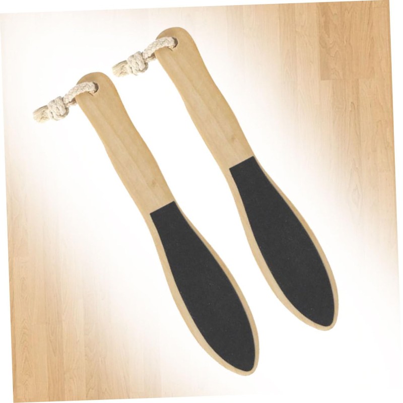 Healeved 2pcs Double-sided Wooden Foot Rubbing Tool Exfoliator for Dead