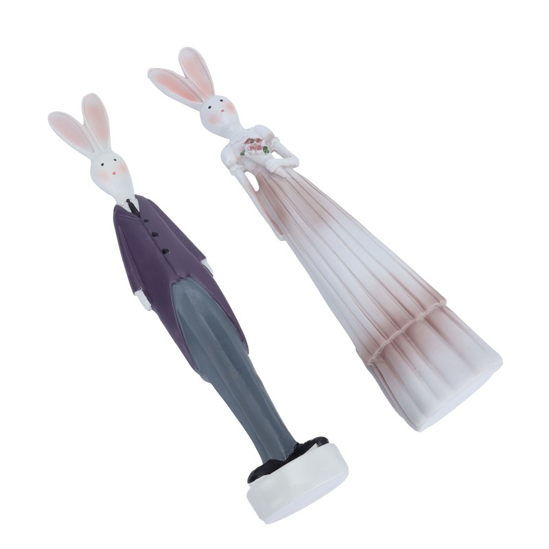 1 Pair Rabbit Ornament Innovative Resin Couple Rabbits Figurine Wedding