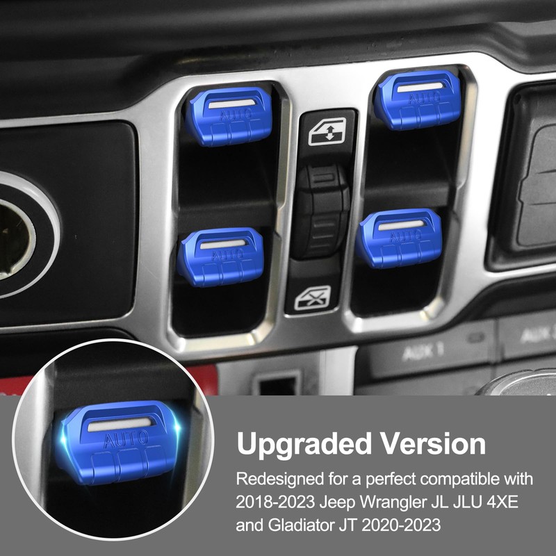DIAMOOKY 4PCS Upgraded Window Switch Button Cover Compatible with Jeep
