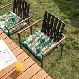 DYTXIII Set of 4 Outdoor Square Chair Cushions 18.5"x16"x2" for Patio, Water Resistant Patio Dining Seat Pads Replacement for Kitchen Garden and Outdoor Furniture Decoration - Lush Leaf Green