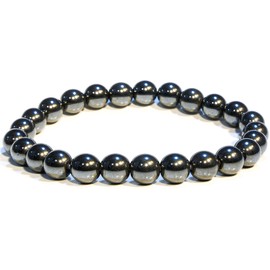 P&R:UK Hematite Crystal Bead Bracelet – Healing for Women and Men – 8mm Round Beaded for Men and Women – Unisex Stretchy Gemstone for Healing and Protection