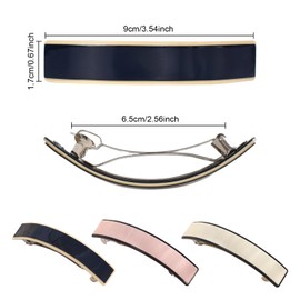 3 Stück Französische Haarspangen für Frauen, Haarspange Automatisch Groß Klassische, Französische Stilvoll Hair Clip, für Feines Haar und Mitteldickes Haar（Rosa, Weiß, Schwarz）