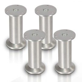 Sonnewelt Set of 4 Furniture Feet, High-Quality Aluminium Furniture Feet, 180 mm Adjustable for Individual DIY Furniture, Furniture Legs, Kitchen Cabinets, Stainless Steel, Round Cabinet Feet