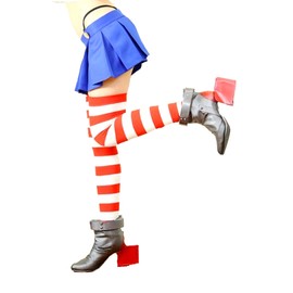 ボーダーオーバーニーソックス 白 赤 74cm サイハイにも