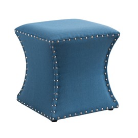 Kings Brand Furniture - Nailhead Trim Upholstered Stool Ottoman, Light Blue