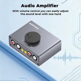 DUOPURUI RCA Stereo Audio Switcher, 2 in 1 Out / 1 in 2 Out Bi-Directional RCA Audio Selector Splitter, Passive No External Power Required for TV Speaker Amplifier