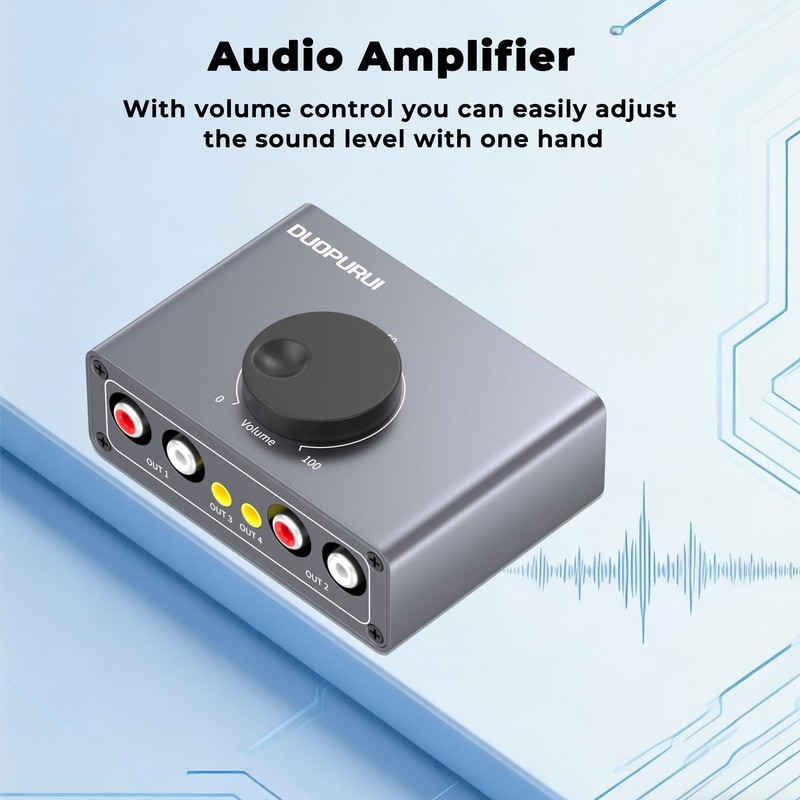 DUOPURUI RCA Stereo Audio Switcher, 2 in 1 Out /