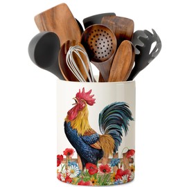 pinata Rooster Kitchen Decor Ceramic Utensil Holder,Cute Rooster Utensils for Farmhouse Indoor Kitchen Decorations Rooster Kitchen Utensils (6.5 inch)