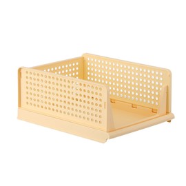 Stackable Storage Basket Plastic Large Open Drawer Wardrobe Cloth Container for Bedroom Living Room Yellow