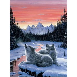 Bits and Pieces - 500 Piece Glow in The Dark Jigsaw Puzzle for Adults - Winter's Dawn Glow - 500 pc Jigsaws by Artist Jeff Tift