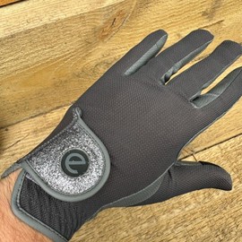 eGlove - eQUEST GripPro X-LITE Horse Riding Gloves - Lightweight, Breathable, Grippy Non-Slip Material - Comfort Mesh Back - Touchscreen Gloves (Grey - Silver Glitter Cuff, X-Small)
