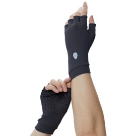 PIQIDIG Unisex SPF Fingerless UPF 50+ Men's Women's Sun Protection Driving Gloves Mittens Silicone Gel Black + White M