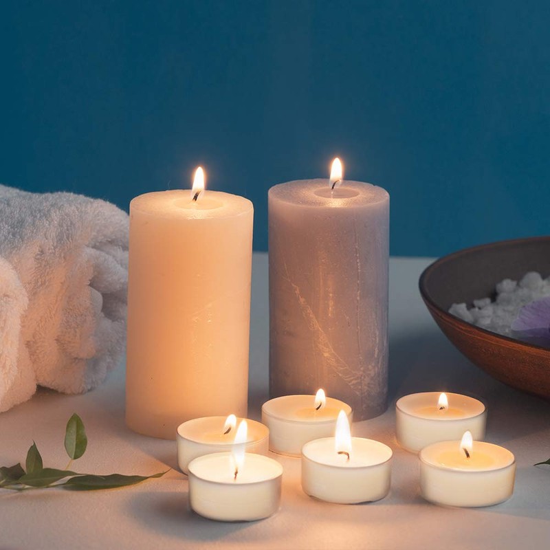 Set of 30 Unscented Tealight Candles, Bulk Natural Soy Wax
