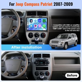 Realdio 2+64GB Android 15 Car Stereo for Jeep Compass Patriot 2007 2008 2009 Wireless CarPlay Android Auto, 10.1 Inch Touch Screen Radio with WiFi GPS Bluetooth EQ 26UI FM/RDS Backup Camera