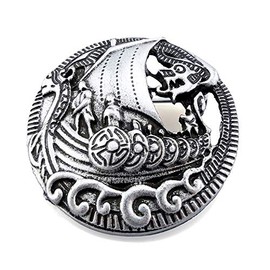 Patch Nation Norse Rune Viking Silver Metal Pin Brooch Badge (Longboat)