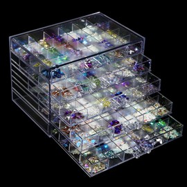 Guolich 5 Tier 120Lattice nail Organizers and Storage Clear Acrylic Nail Jewellery Accessories Storage Case Holder Shelves Display Mesa Para Manicura Profesional Nail Table