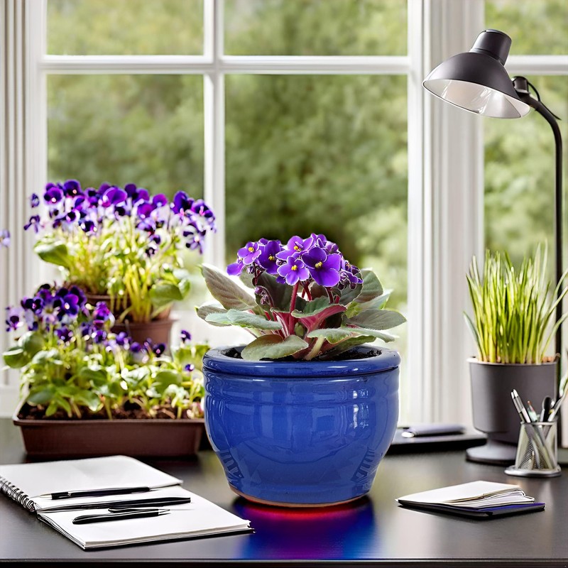 Dphagesy African Violet Pots Self Watering 6 inch Round Ceramic