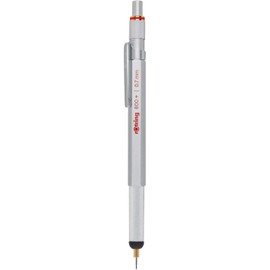 Rotring 800+ Mechanical Pencil With Touchscreen Stylus - 0.7mm - Unique Twist & Click Action - Silver Metal Barrel - Gift Boxed