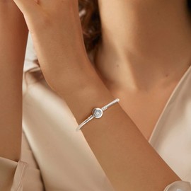 APUUESN Sterling Silver Charms Bracelet with Logo Engraving, Bracelets Moments Series, Bracelets Me Series, Charms Pendant Bracelet from 17 cm to 21 cm, Gold, Silver, Sterling Silver