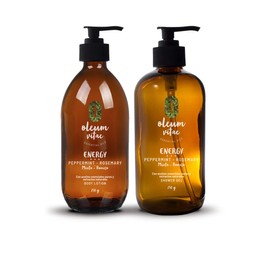 Kit Cuidado de la piel Duo Energy Shower Gel & Body Lotion Menta Romero