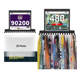 Race Medal Holder Wall Hanger,Runner Medal Hanger Display Marathon Medal Display,Running Bib and Medal Hanger Display Wall Mounted Hanging Medal Rack Holders with Bib Holder Gifts for Runners