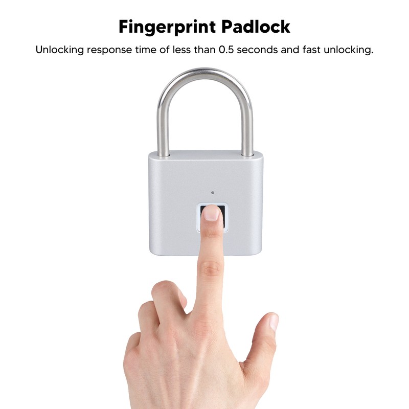 Fingerprint Padlock High Security Fast Unlocking Waterproof Long Lasting Smart