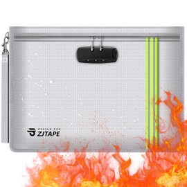 ZJTAPE Fireproof and Waterproof Bag with Lock - Document Bag with Reflective Strip, Fibreglass Material Fireproof Briefcase for Passport (Silver)