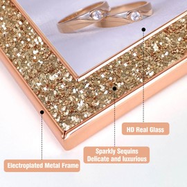 HIKWADERY 8x10 Picture Frame Glitter, Rose Gold Bling 8 by 10 Photo Frames with HD Real Glass, for Wall or Tabletop Display, Family Friends Wedding Christmas Day Gift (8 x 10, Rose Gold)