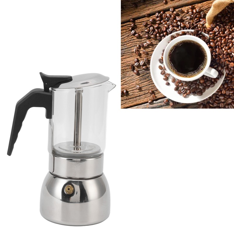 Glass Moka Pot Stainless Steel Heat Resistant Portable Classic Italian