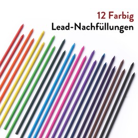 Four Candies Pack of 3 Mechanical Pencil 2 mm Lead Pencil with Case, Metal Lead Pencil with 120 Graphite Leads (HB 2H 2B 4B Colour), 4 Erasers, Sharpener, Drawing Pencil for Writing, Drawing