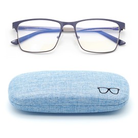 Autojouls 1-Pack Nearsighted Glasses for Distance with Hard Case, Spring Hinge Blue Light Glasses Not Reading Glasses, C3 4.0