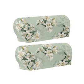 Qehuruxo Lilies Sofa Arm Covers for Couch Stretch Arm Rest Cover, Anti-Stains Couch Arm Cover Easy to Clean Sofa Slipcover Furniture Protector Cover Office Chair Armrest Covers