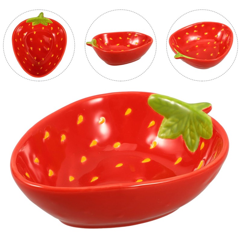 Zerodeko Strawberry Ceramic Bowls Porcelain Fruit Shape Serving Bowls Deep