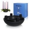Handmade Black Ceramic Candle Holder - Advent Wreath for Home