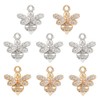 BENECREAT 8Pcs 14K Gold Platinum Plated Bee Charms, Cubic Zirconia