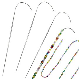 4PCS Large Eye Curved Beading Needles, 4 inch Stainless Bead Needle for Bead Spinner Loader, Bead Spinner Needles for Spin and String Seed Beads Jewelry Making